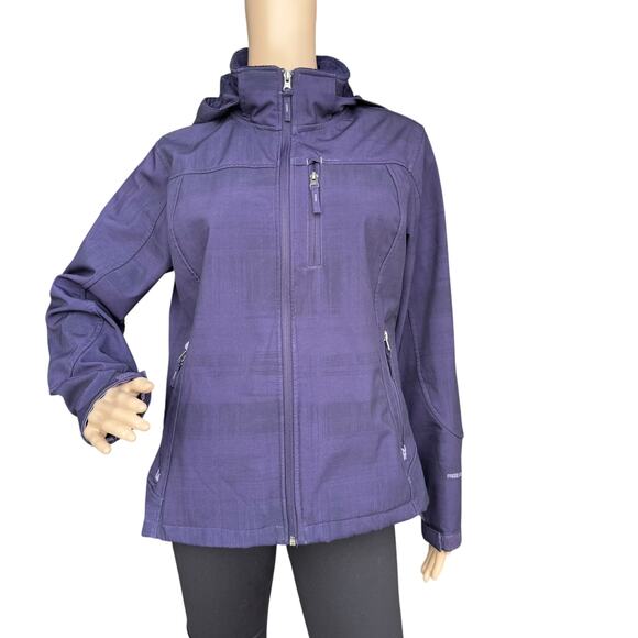 Free Country M Purple Hooded Soft Shell Jacket Full Zip Active Outdoor Coat - Picture 3 of 15